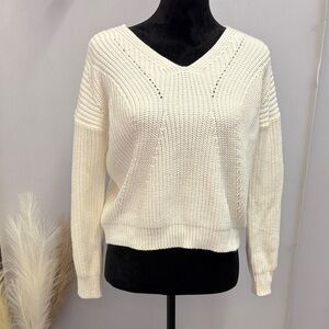Elegant White V-Neck Sweater for Women